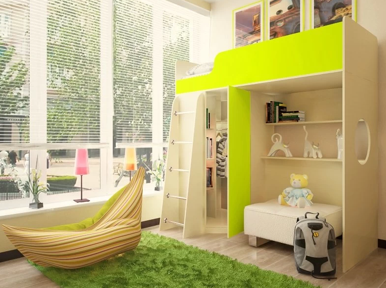 

Кровать-чердак с рабочей зоной KidsBunkBed K-0231 венге светлый венге темный 1934х834х1846 мм