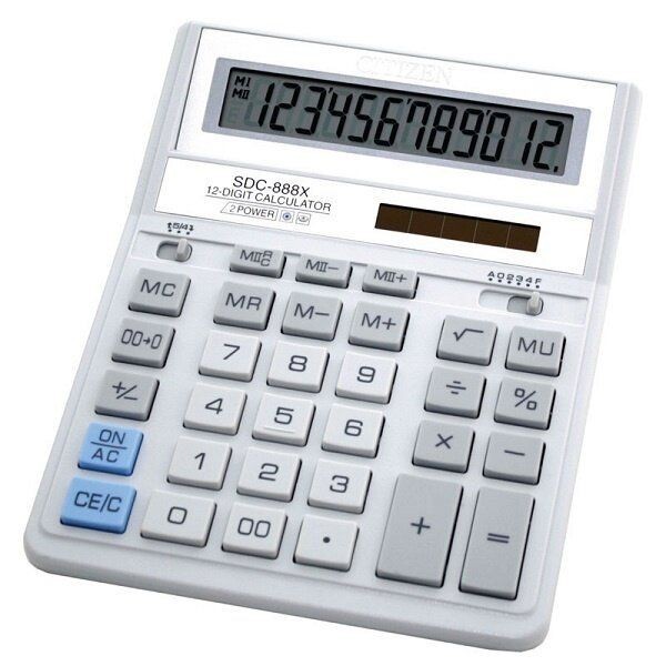 

CITIZEN Калькулятор 12 разрядный SDC-888ХWH білий