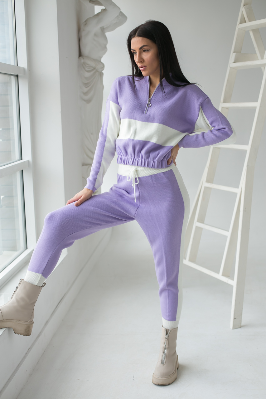 

Костюм из вязки с принтом полоска LUREX - лавандовый цвет, S ( 1018484805)