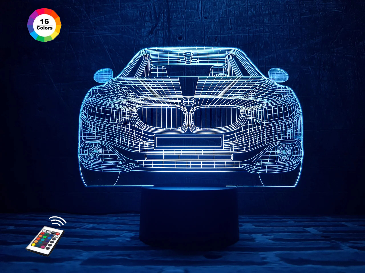 

3D ночник "Автомобиль 10" (УВЕЛИЧЕННОЕ ИЗОБРАЖЕНИЕ) подарочная упаковка + 16 цветов + пульт ДУ + сетевой адаптер + батарейки (3ААА) 3DTOYSLAMP