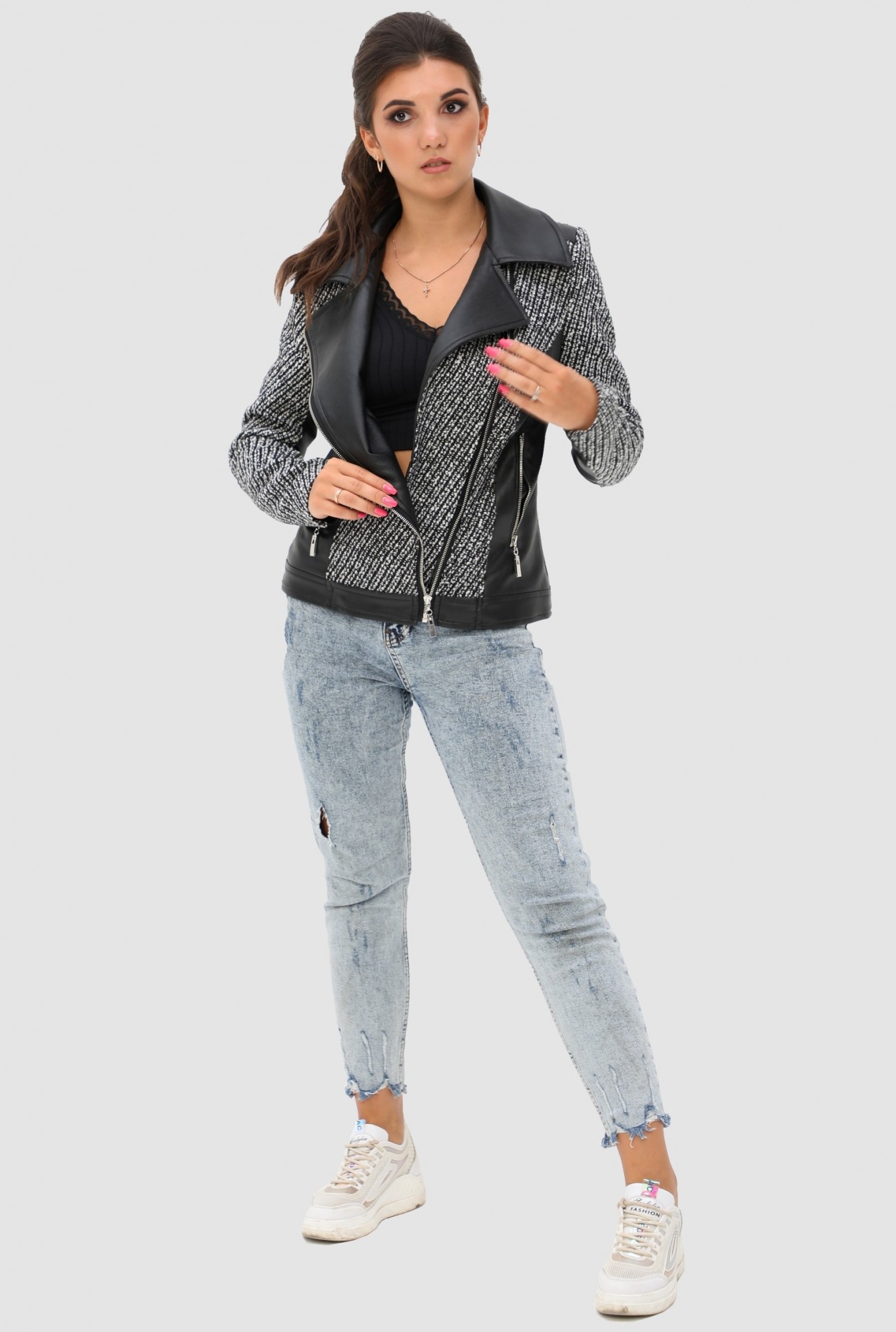 

Куртка Exclusive moda М-279  Серый с черным, Куртка Exclusive moda М-279 50 Серый с черным