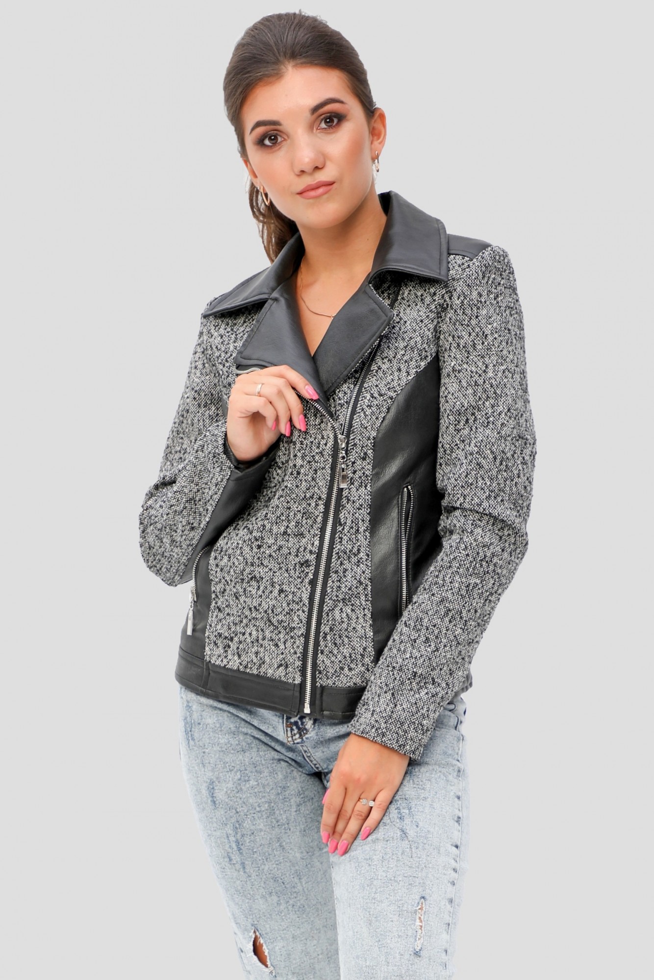 

Куртка Exclusive moda М-277  Серый с черным, Куртка Exclusive moda М-277 54 Серый с черным
