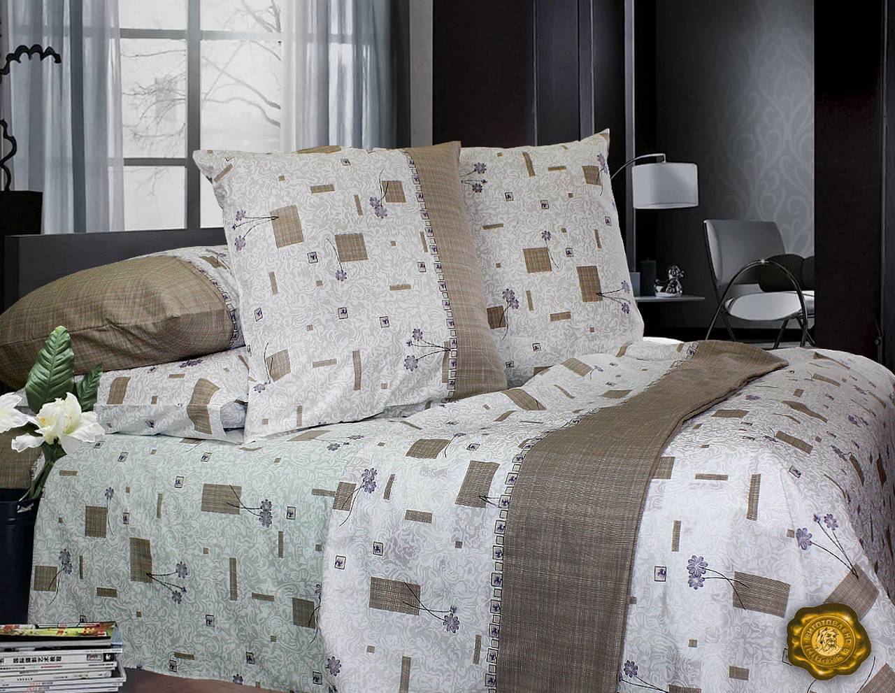 

Двойной постельный комплект Т0412 Еней-Плюс, цвет: Бежевый, коричневый