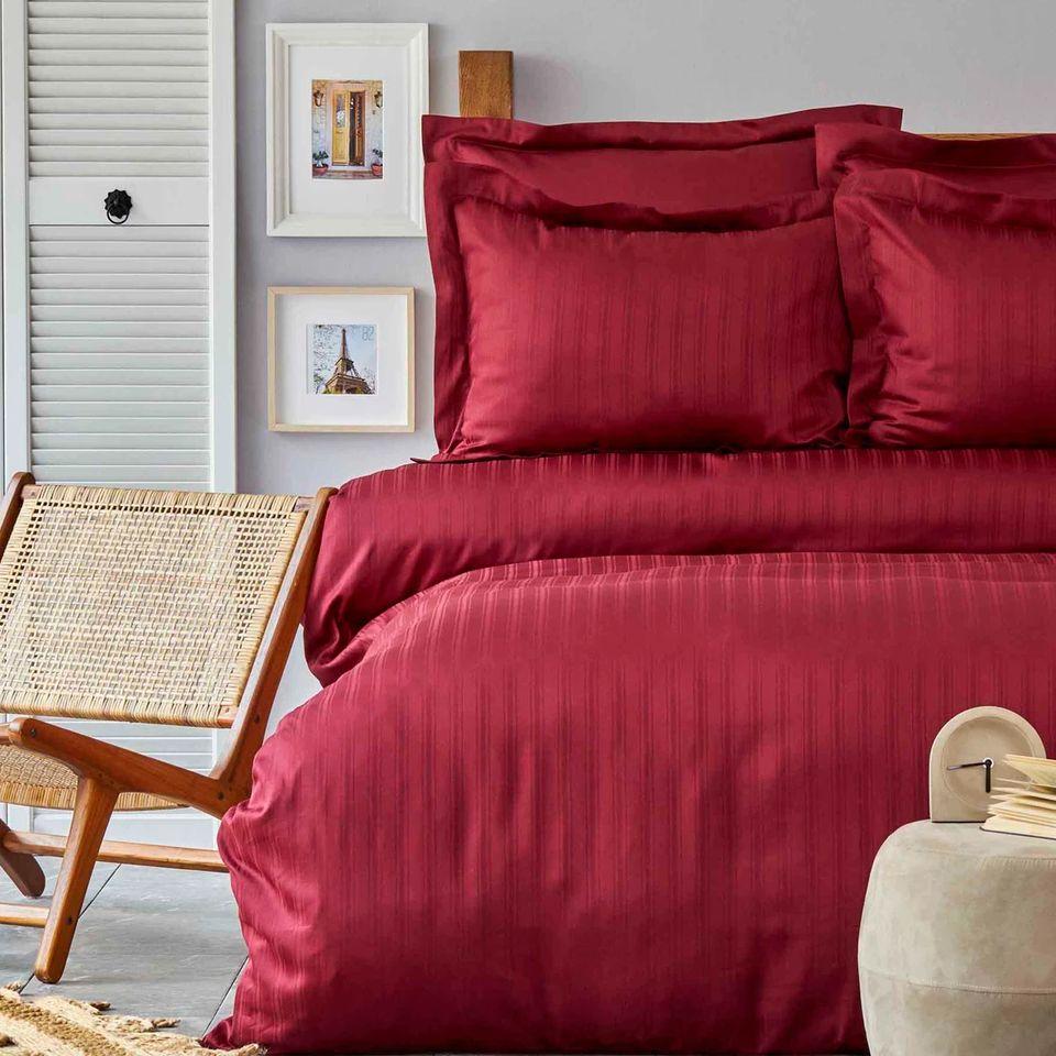 

Постельное белье Karaca Home сатин - Charm bold bordo бордовый евро