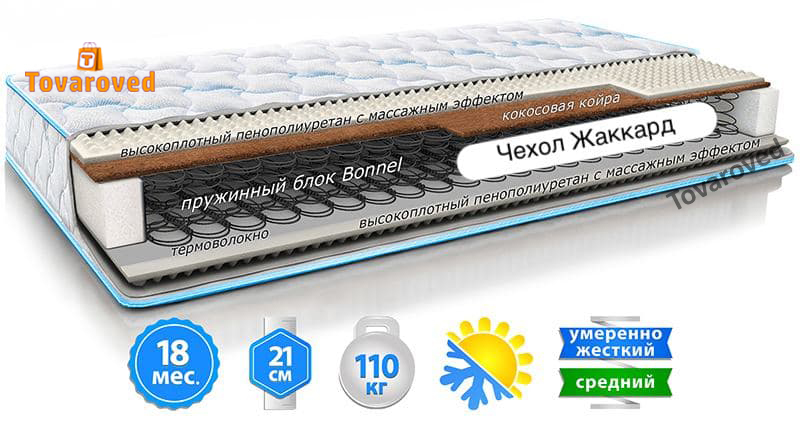 

Матрас двусторонний 140х200 Sleep&Fly Classic 2in1 Kokos