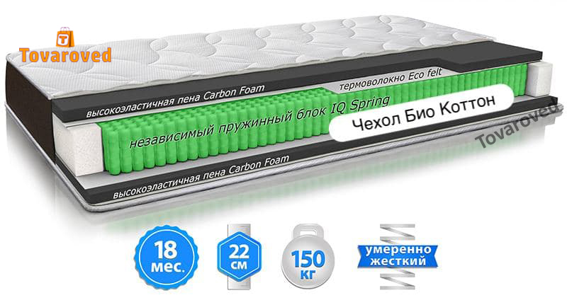 

Матрас ортопедический 150х200 Sleep&Fly ORGANIC Epsilon