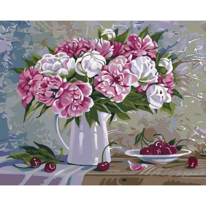 

Картина для рисования по номерам Идейка "Пионы и вишни 2" 40х50см KHO2061-RY