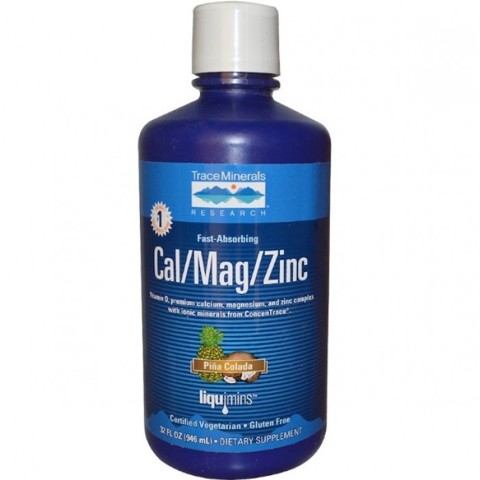

Жидкий Кальций Магний Цинк, Liquid Cal/Mag/Zinc, Trace Minerals 946мл Пина-колада (599222)
