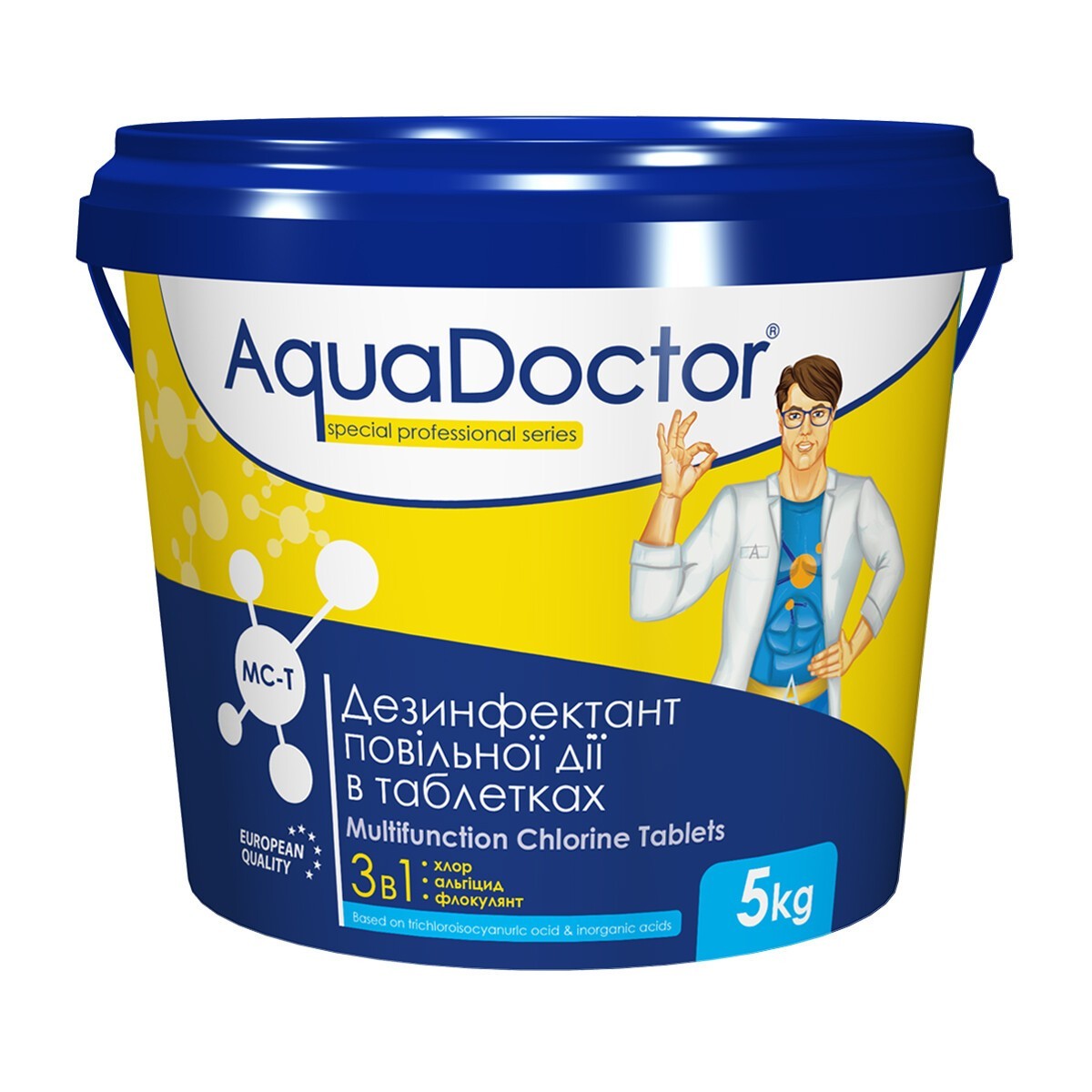 

Медленно-растворимый дезинфектант на основе хлора Aquadoctor MС-Т, таблетки по 200гр, 5кг