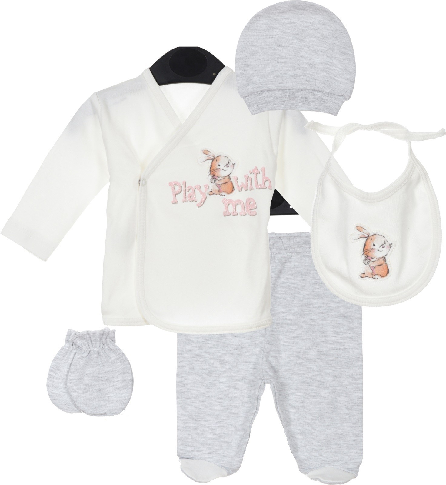 

Комплект на виписку 5 предметів Bonne Baby білий з сірим 56 р. 326080-01
