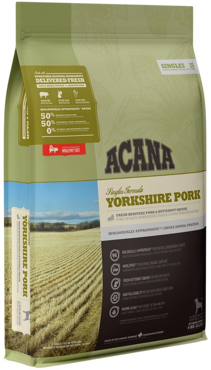 

Сухой гипоаллергенный корм ACANA Yorkshire Pork для собак всех пород 340 г (a57234) (64992572341)
