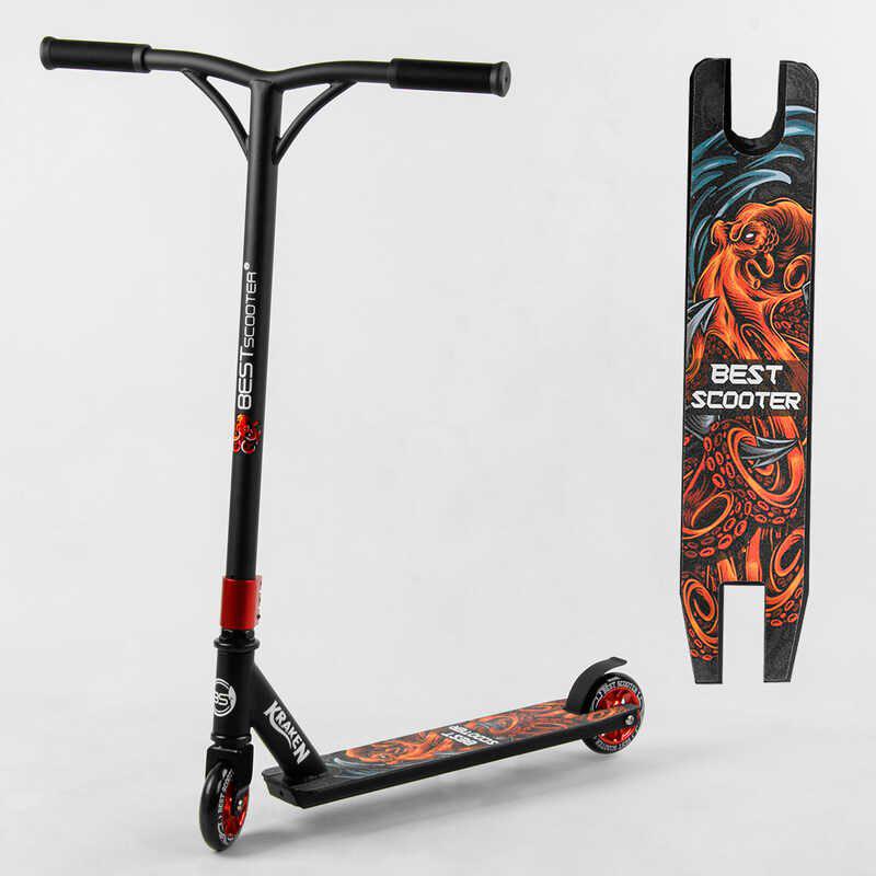 

Самокат трюковый Best Scooter S 10135 Kraken алюминиевый диск и дека, колёса PU 100 мм Черно-красный