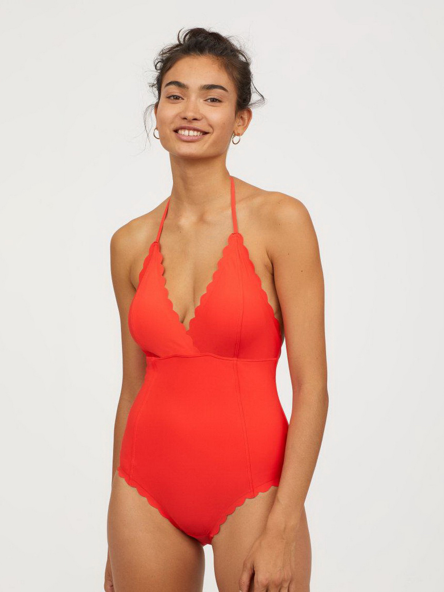 

Купальник слитный женский H&M 0609727-7 34 Красный (СА2000001858196)