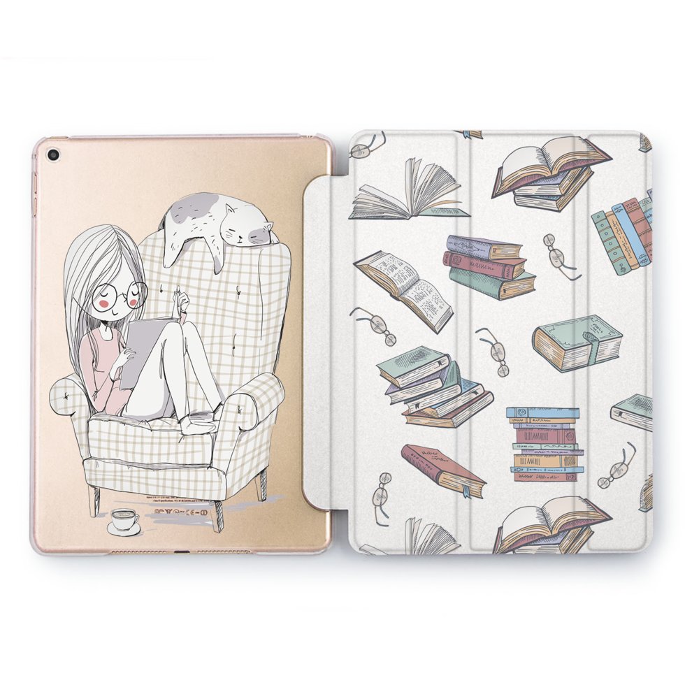 Чехол книжка, обложка для Apple iPad эпл айпад (Девочка с книгой) Air ...
