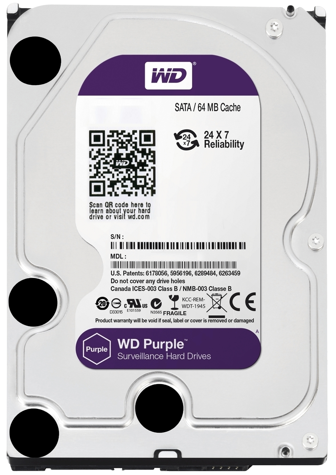 

Накопитель HDD SATA 4.0TB WD Purple 5400rpm 64MB (WD40PURX)