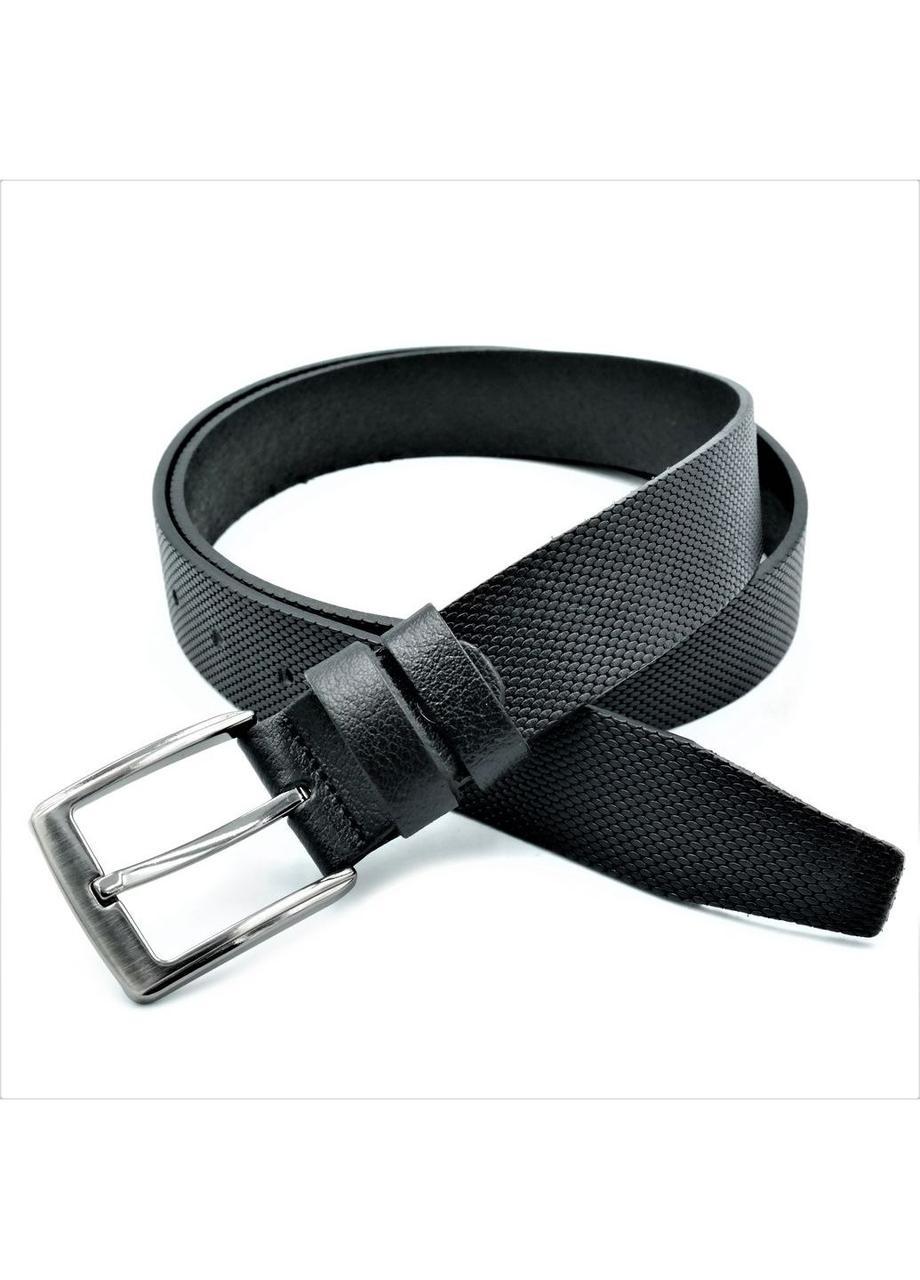 

Кожаный мужской ремень чёрный Weatro пояс Пряжка классическая 110-125 см