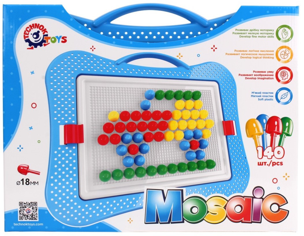 

Развивающая игрушка Мозаика №6 детская, 140 деталей, 3381 от 5 лет, Пакет малюка, в коробке, Детская мозаика