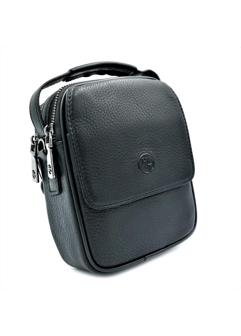 

Мужская кожаная сумка H.T.Leather чёрного цвета 18 х 14 х 6 см