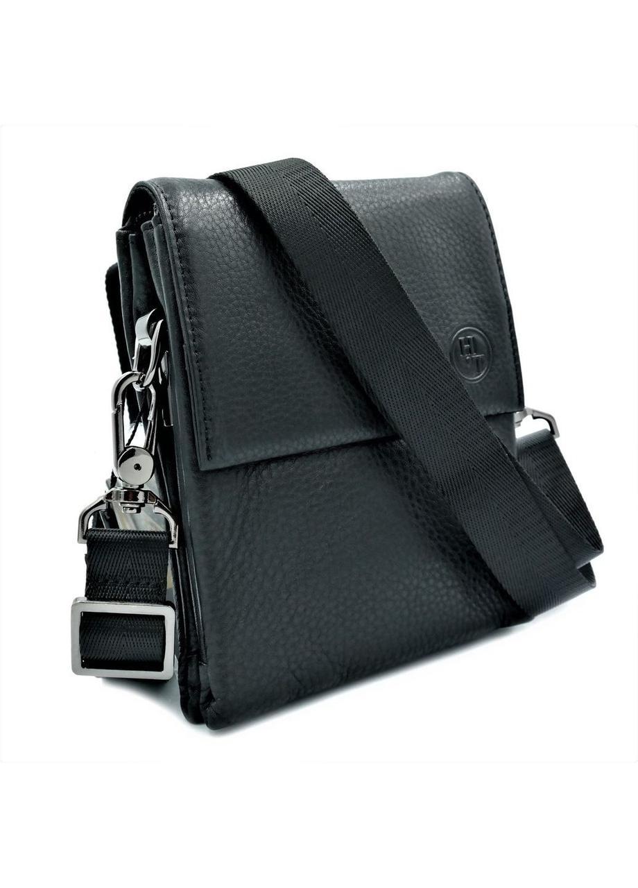 

Мужская кожаная сумка H.T.Leather чёрного цвета 18 х 14 х 3 см