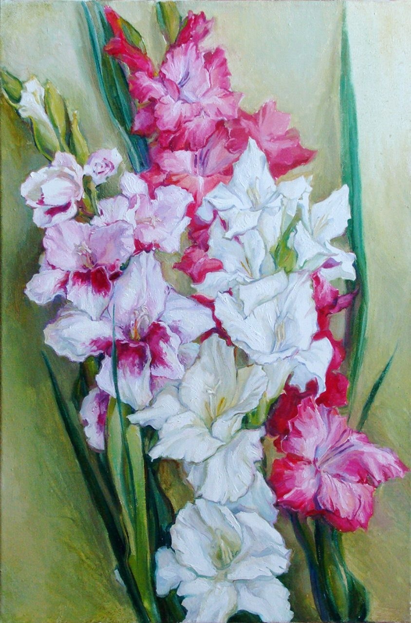 

Картина маслом на холсте масло "Гладиолусы", 50x70 см
