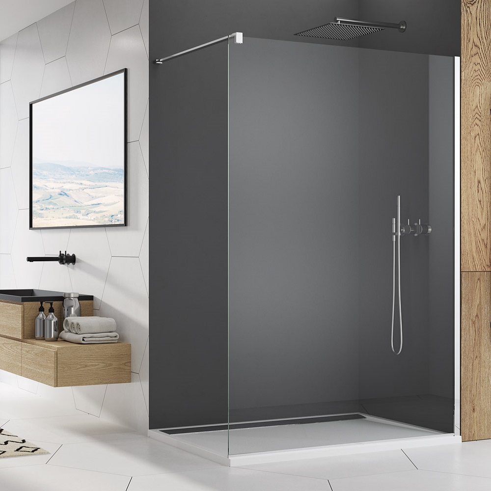

STR4P1205007 WALK-IN EASY Душевая фиксированная перегородка, стекло прозрачное, проф.алюм-хром