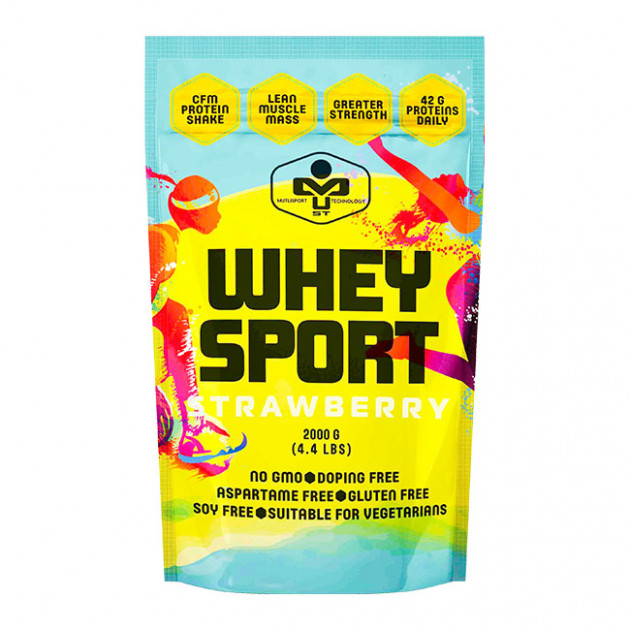 

Сывороточный протеин концентрат MUST Whey Sport 2000 грамм Клубника