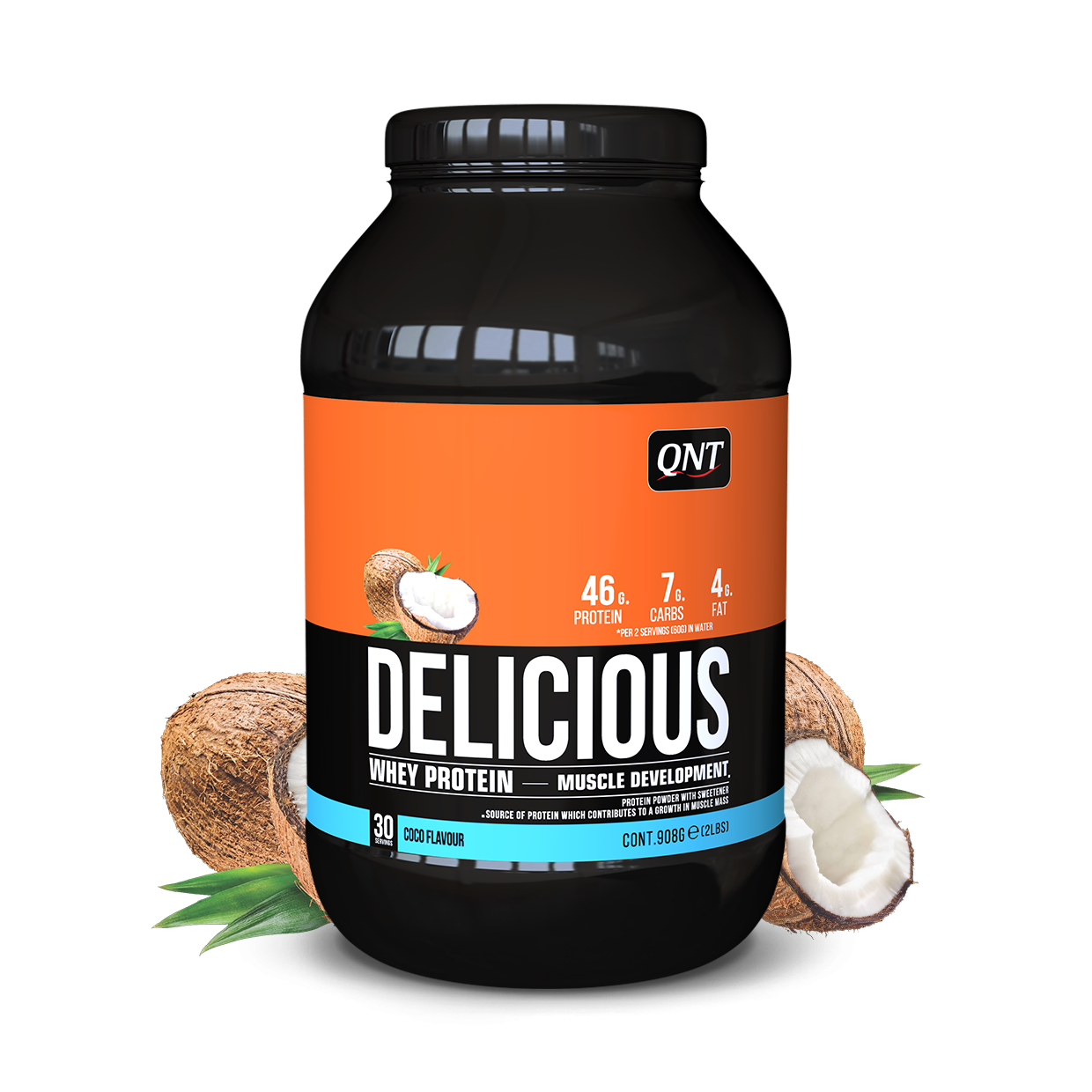 

Сывороточный протеин концентрат QNT Delicious Whey Protein 908 грамм кокос