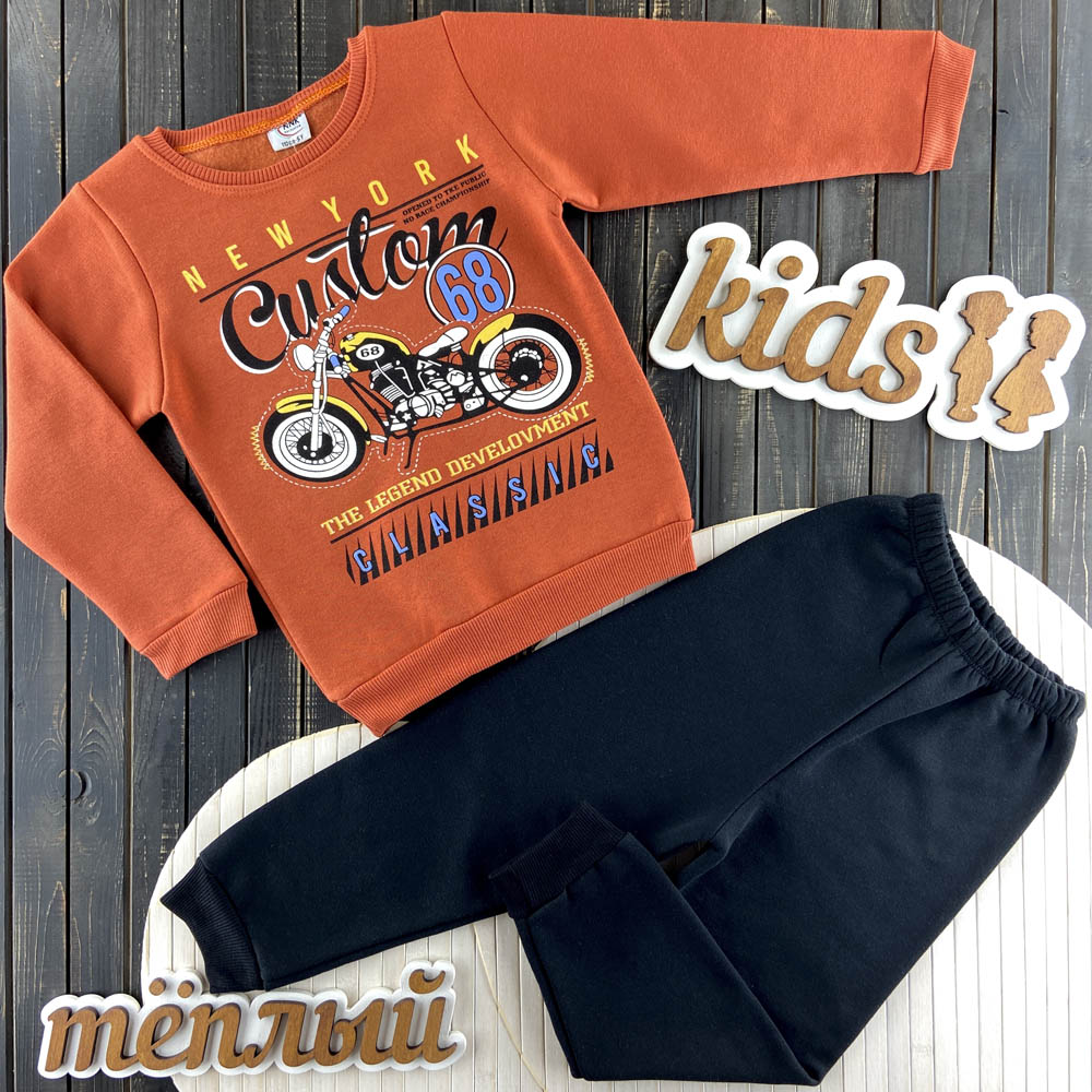 

Теплый спортивный костюм NNK 283-55 (104 см) Коралловый / черный