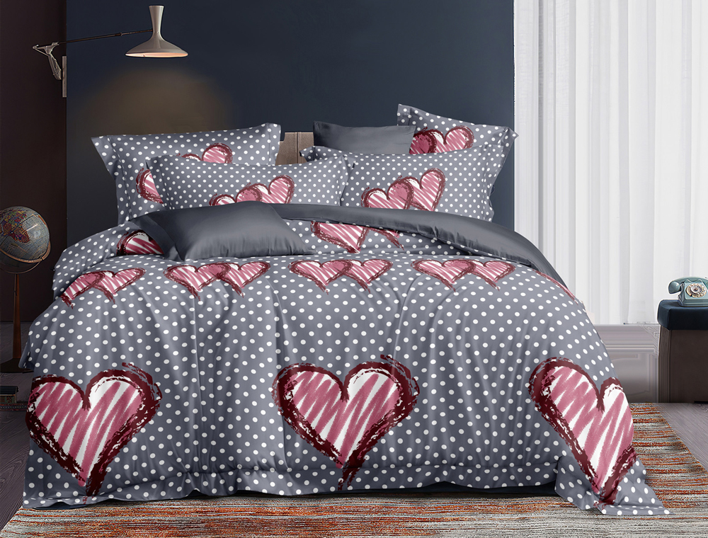 

Семейный набор хлопкового постельного белья из Сатина №138AB Черешенка 2 х 150х220 см