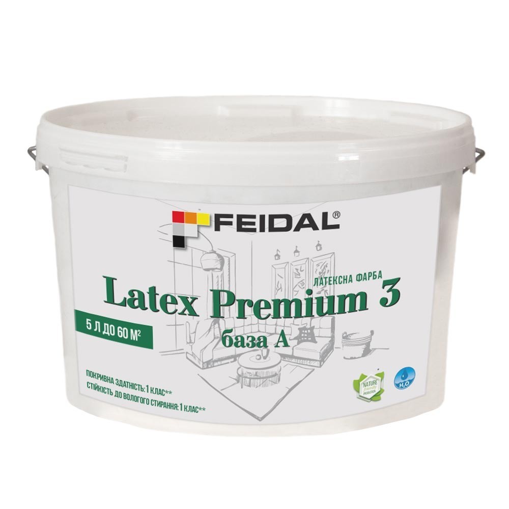 

Латексная краска 5л FEIDAL Latex Premium 3 база А