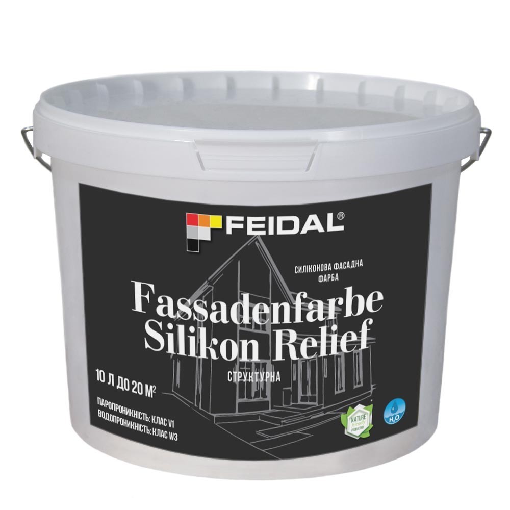 

Силиконовая фасадная краска 10л FEIDAL Fassadenfarbe Silikon Relief