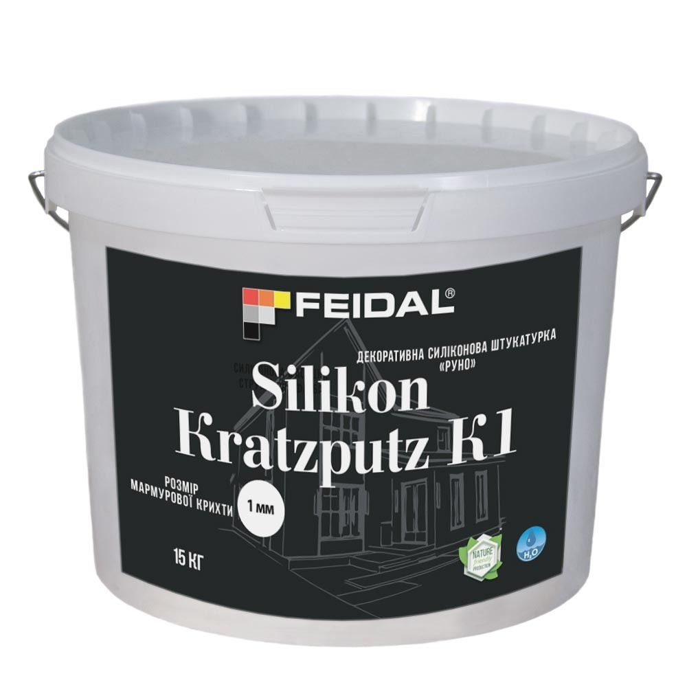 

Декоративная силиконовая штукатурка 15кг FEIDAL Silikon Kratzputz K1 Руно