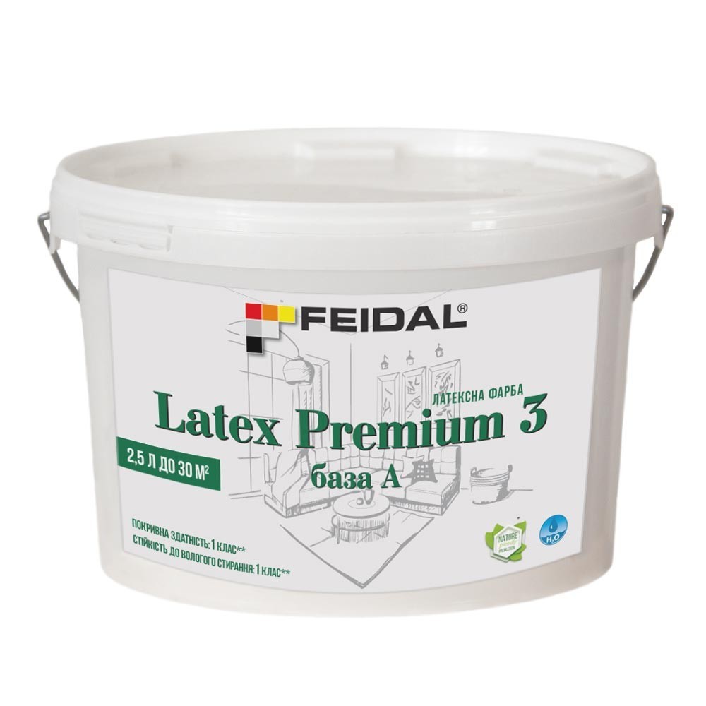 

Латексная краска 2,5л FEIDAL Latex Premium 3 база А