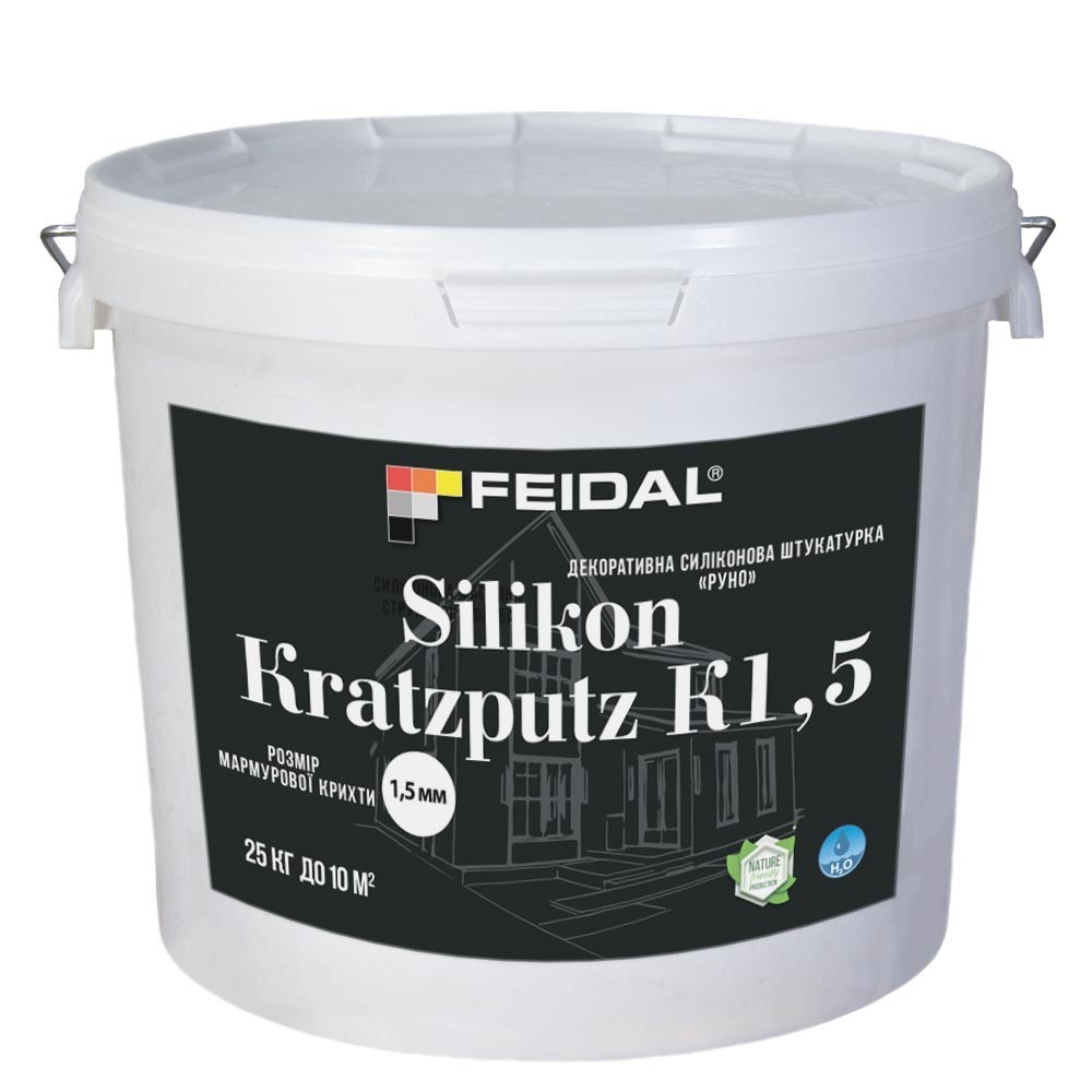 

Декоративная силиконовая штукатурка 25кг FEIDAL Silikon Kratzputz K1,5 Руно