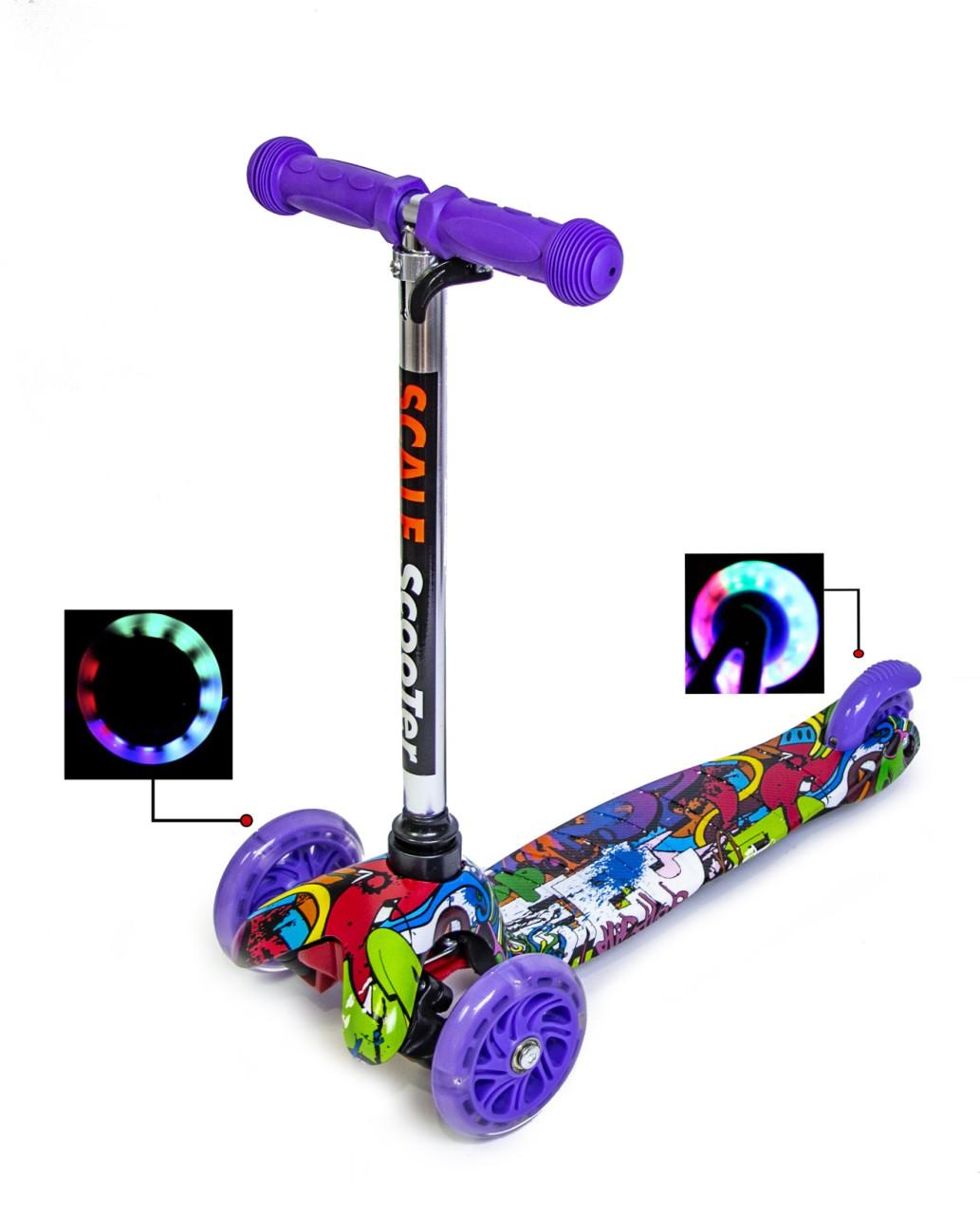 

Детский трехколесный самокат Best Scooter Micro "Graffity Violet" (3 колесный) все колеса светятся 964663062