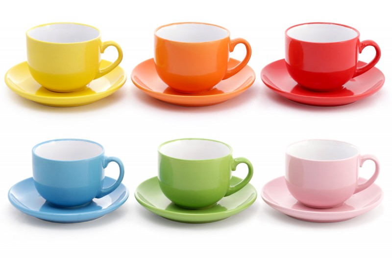 

Набор чашек керамических Bon Яркий микс 344-098 (6 шт.), 250мл с блюдцем