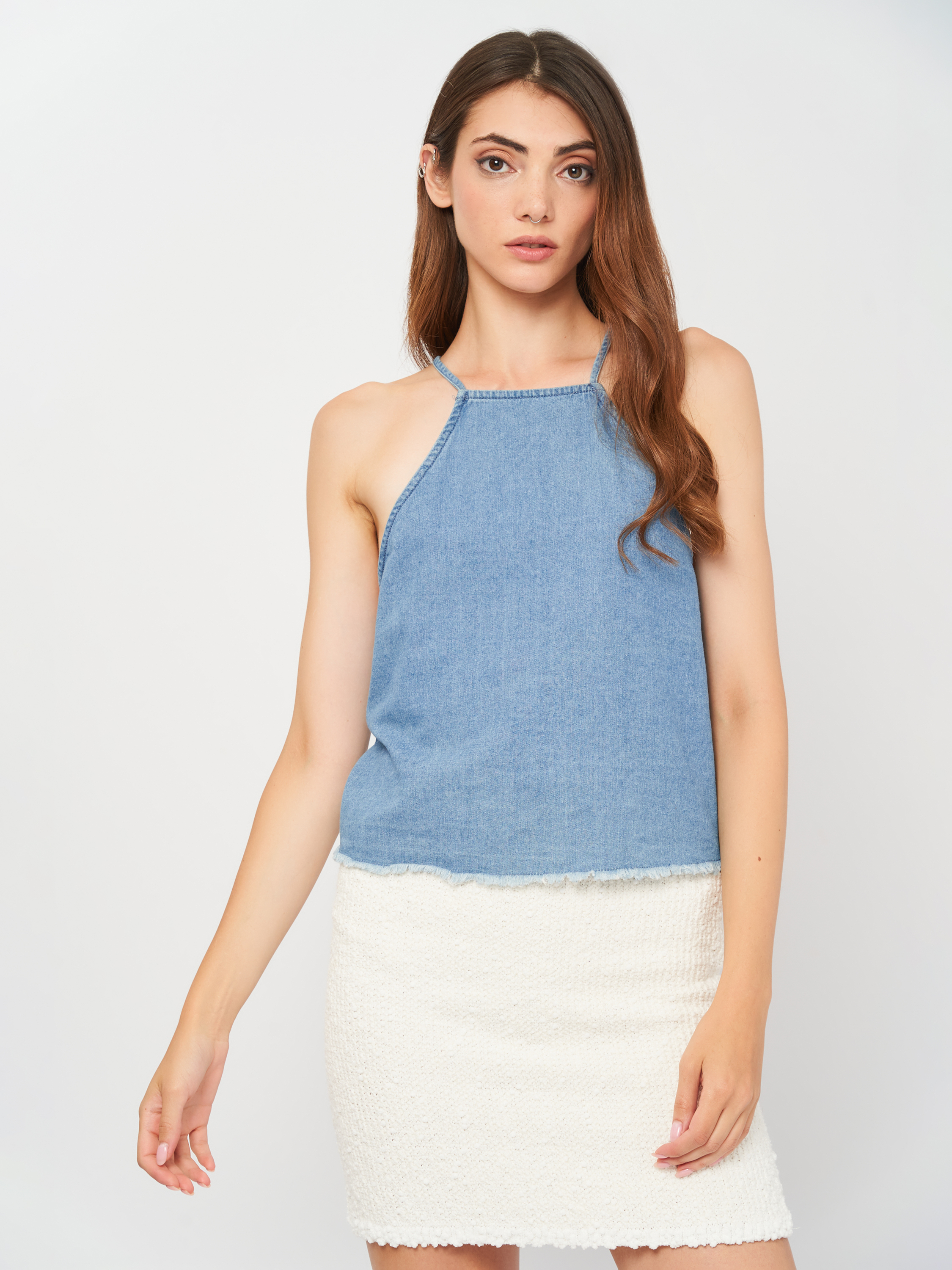 

Топ Pull & Bear 5470/364/400  Голубой джинс, Топ Pull & Bear 5470/364/400 L Голубой джинс
