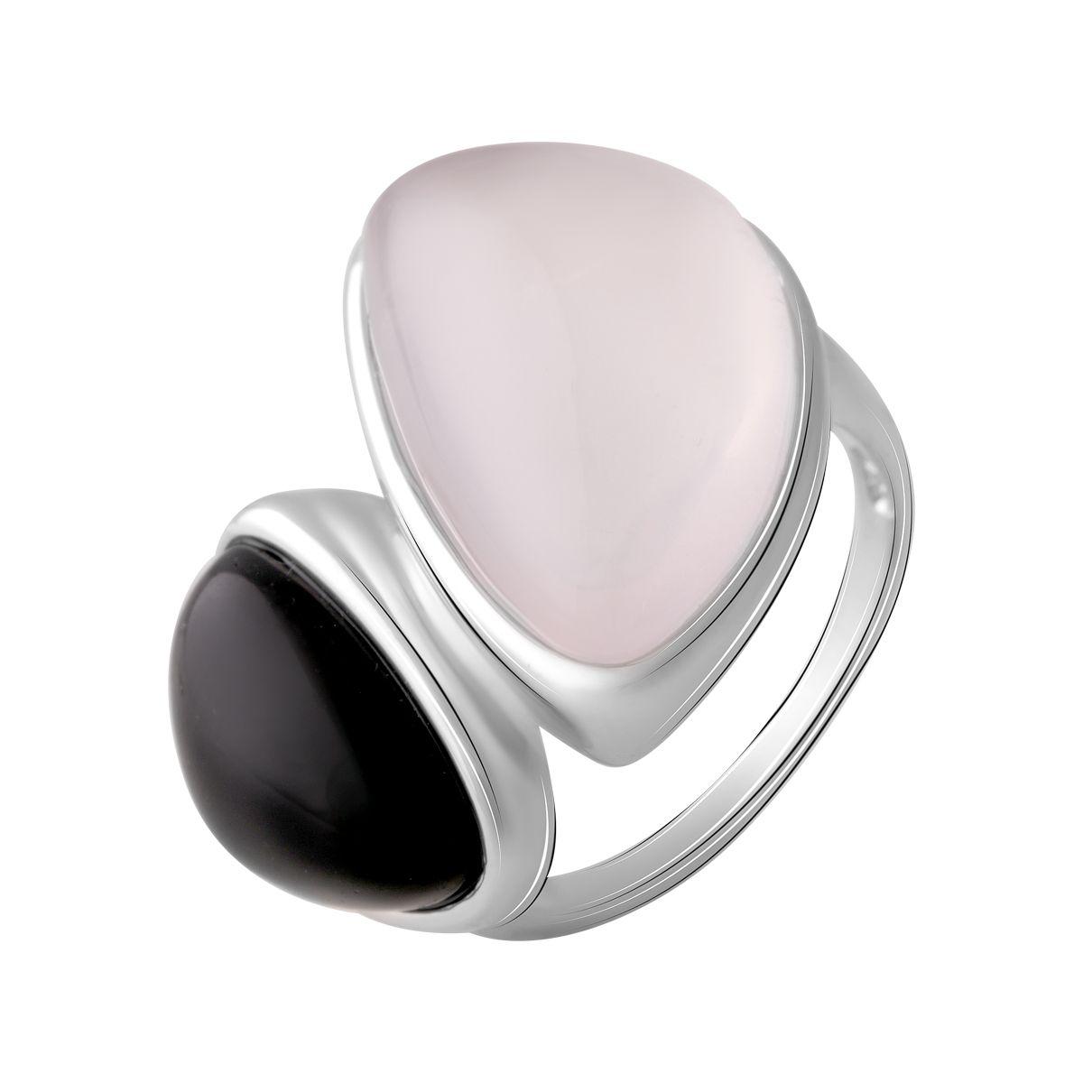 

Серебряное кольцо SilverAlex с натуральным розовым кварцем 15.816ct, ониксом 18 размер
