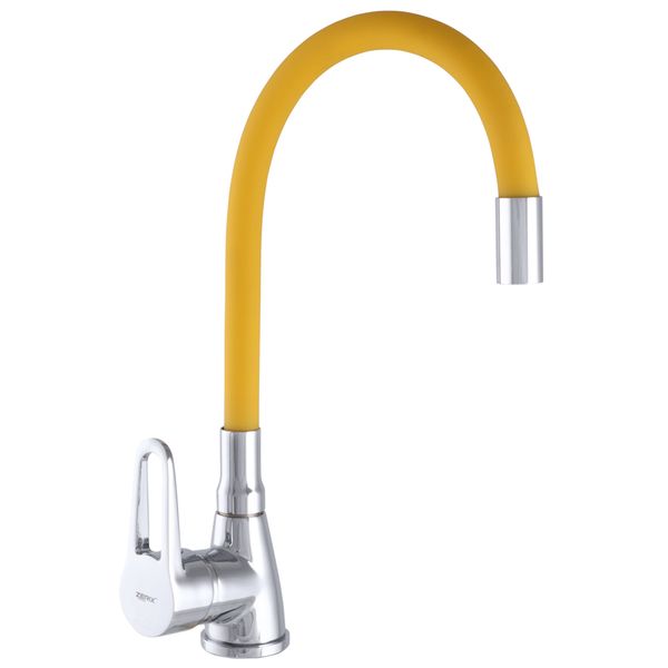 

Смеситель для кухни ZERIX SOP7 045 с желтым гибким изливом (ZX2669)
