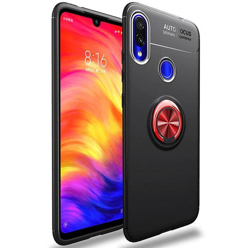 

TPU чехол Deen ColorRing под магнитный держатель для Samsung Galaxy M20 Черный/Красный