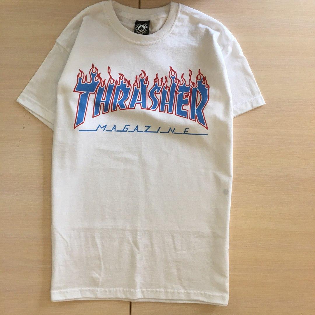 

Футболка белая LOYS Thrasher blue fire, Футболка белая LOYS Thrasher blue fire S