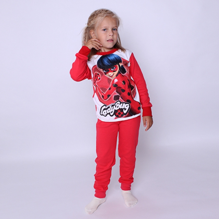 

Пижама (футболка с длинными рукавами + штаны) Stilna Krapka Леди Баг 104-110 см. Красная Хлопок