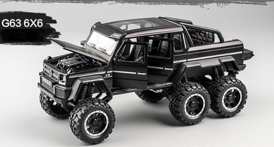 

Модель автомобиля из сплава Mercedes-Benz G63 черный внедорожник шестиколесная дверь