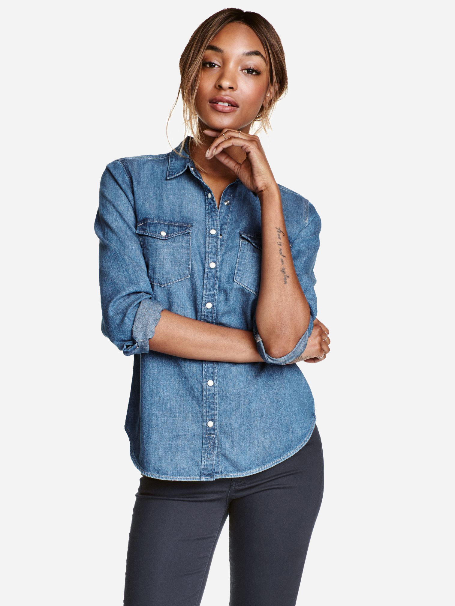 

Джинсовая рубашка H&M 3055994 32 Синяя