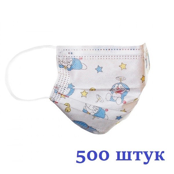 

Маски медицинские НЗМ Детские трехслойные не стерильные Котик с мельтблауном Украина высокое качество 500 шт
