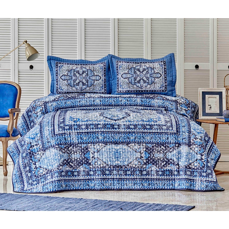 

Покрывало с наволочками Karaca Home - Rubi indigo синий 230*240 евро (svt-2000022273145)