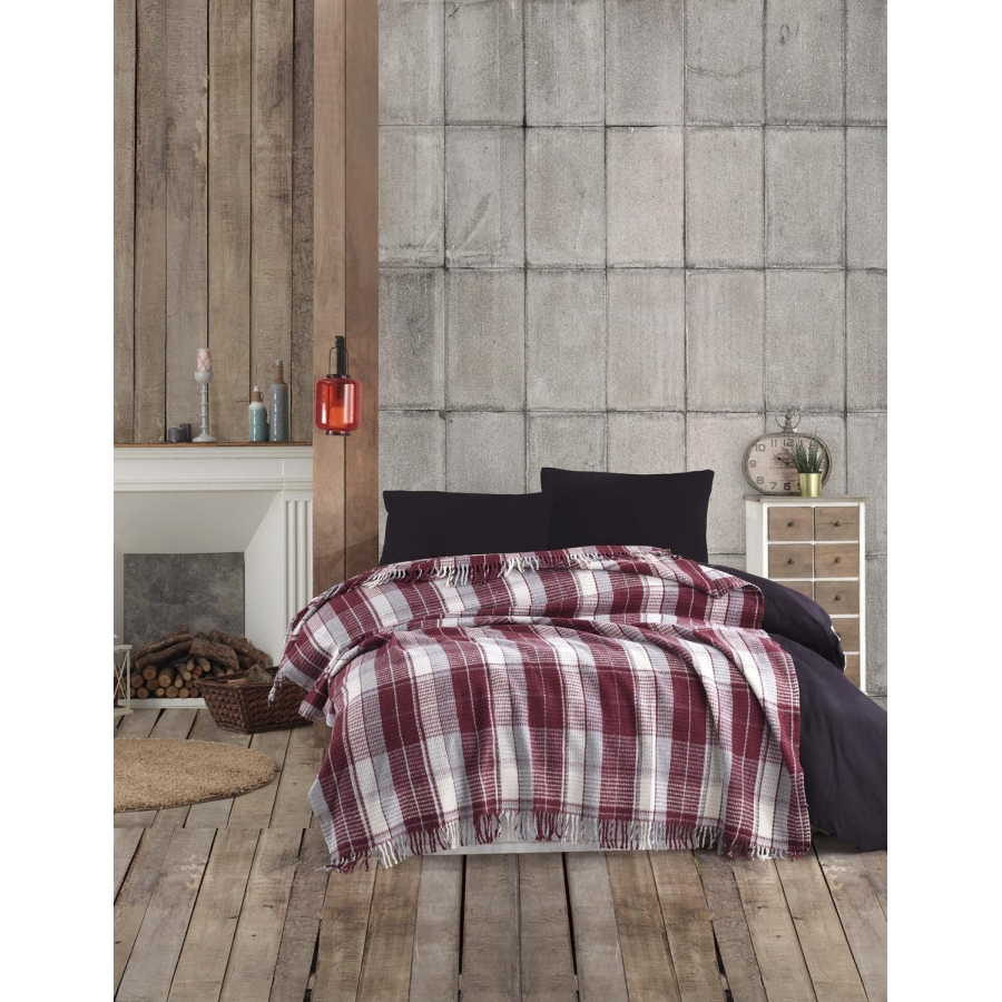 

Плед Eponj Home - Ekose 150*200 Bordo-Gri бордовый-серый (svt-2000022262743)