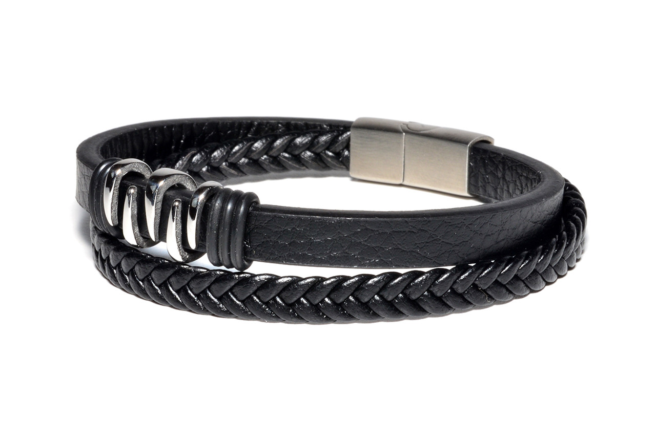 

Браслет Кожаный MS Bracelet Leather Black Dandy 452msb мужской Черный 21 размер