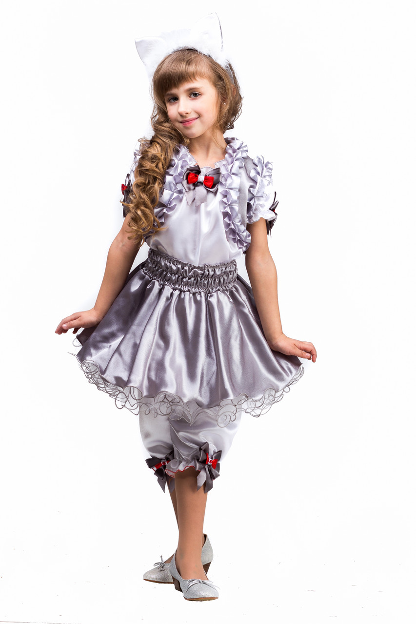 

Детский карнавальный костюм Кошка Maski karnaval НГ 3-6 лет One size Серая Пышная