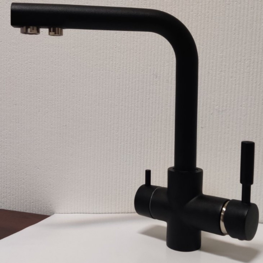 

Смеситель кухонный Черный Globus Lux LAZER GLLR-0888 ONIX комбинированный